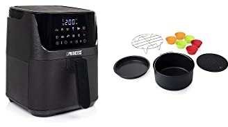 Princess 182031 Freidora sin aceite con Panel de Control Digital Táctil, 11 programas,3.5 Litros, Negro + 182011 Accesorios para Freidoras Sin Aceite, Set de 10