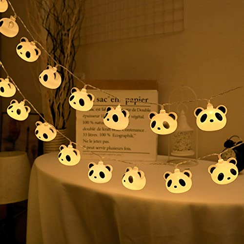 Fantasee 3M 20 LED Panda Kopf String Lights Battery Operated LED Fairy Fantastic Lights for Bedroom Baby Room Child Room Birthday Party Decor (10ft 20LED, Panda Head)