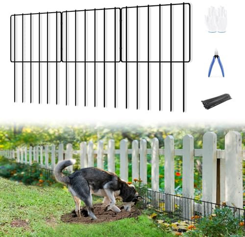 KYATE Garden Fence Animal Barrier, Dog Digging Fence 10 Pack 10.8ft(L) X 17inch(H), Rustproof Metal Border, Rabbits Blockers Ground Stakes Defense Fence for Outdoor Landscape Patio