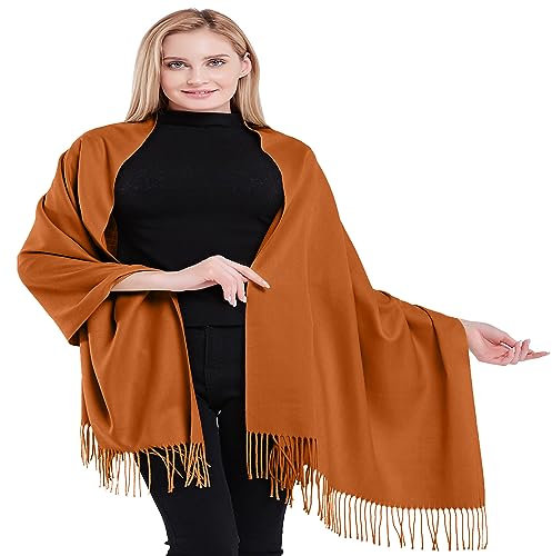 CJ Apparel Schal aus 100 % Kaschmir, Pashmina-Schal, Stola, Kopftuch, handgefertigt in Nepal, burnt orange, Einheitsgröße