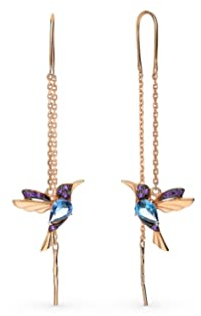 Einzelstück® Ohrringe mit Vogel Anhänger aus 925 Sterling Silber | Rosé vergoldet | Cubic Zirkonia (Paradise Bird Ohrhänger Rosegold)