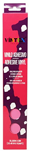 VINTEX - Vinilo Adhesivo Acabado Rosa Brillo 3m x 31,5cm - para Interior y Exterior - Apto para Plotter de Corte - Durabilidad de 3 a 5 Años - Vinilo de Rotulación