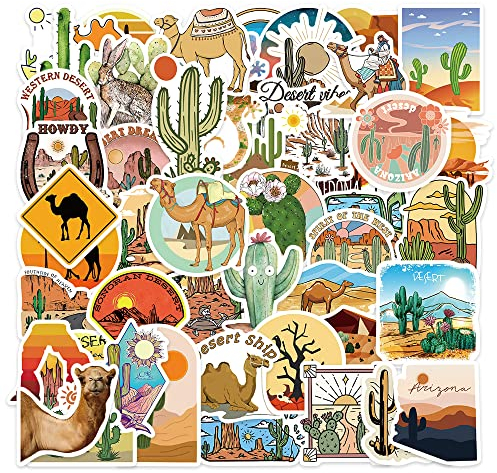 Vintage Aufkleber Set 50 Stück, Wüste Stickers Retro Vinyl Etiketten für Koffer Laptop Helm Skateboard Fahrrad Wasserfeste Deko