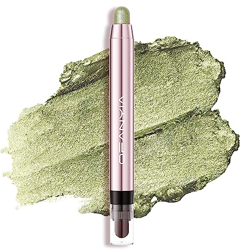Lucoss Cream Lidschatten Stift, Hochpigmentierter Lidschattenstift, Perlglanz-Seidenraupen-Lidschatten-Stift, Wasserfester, Lang anhaltender Eye Highlighter Stick (#06 Grasgrün)