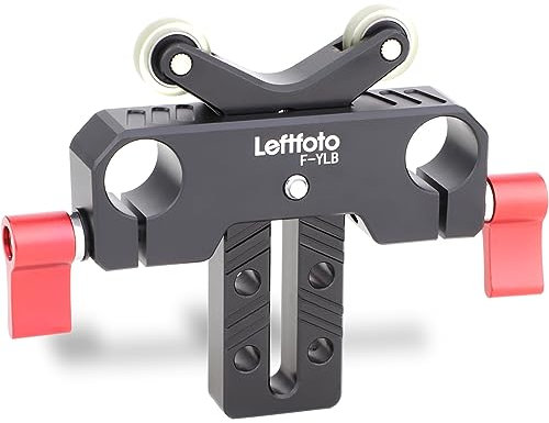 LEFTFOTO Y-Shaped Lens Bracket,Telephoto Long Lens Support Bracket with Built-in Pulley,for DSLR Camera Shoulder Rig with 15mm Rods, Height Adjustable