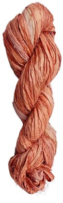 Maker's Craft Recycled Sari Silk Ribbon Yarn 100 Grams, 50 Yards for DIY Vintage Colors, Knitting & Crocheting, Macrame, Jewelry Making, Gift Wrapping and Weaving (Rust)