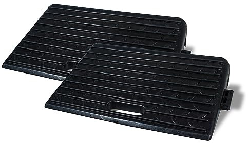 Aidapt (Set of 2) 4 Rubber Kerb/Threshold Ramps for Wheelchairs, Cars Vehicles, Caravan, Scooter Wheels, Skateboard, Motorcycle, Disabled Chair & Dog, Horse, Carry Handle. Interlocking Design