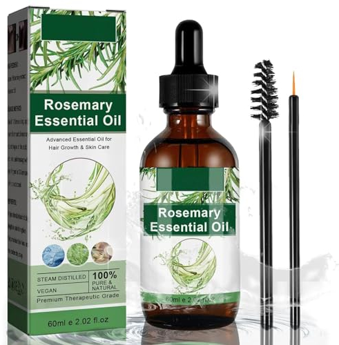 Rosmarinöl Haare 60ML, Rosmarin ätherisches Öl für Haut, Haarpflege, Augenbrauen & Wimpern Wachstum, nährt die Kopfhaut, Rid of Itchy & trockene Kopfhaut, 60ML
