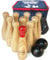 JacMok Bowling Set -Kegelspiel aus Holz - Dosenwerfen Bowling Spiel Outdoor & Indoor Spielzeug (10 Kegel und 2 Bälle, 20cm Höhe)