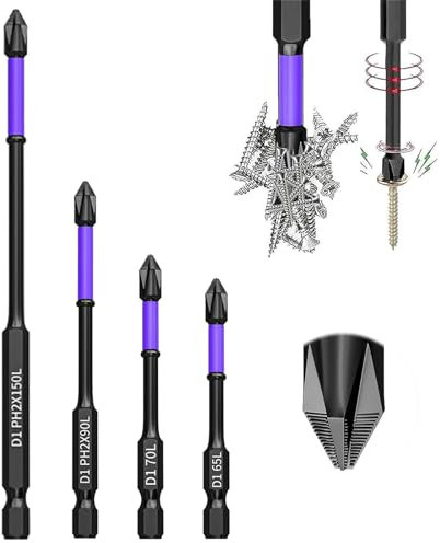 wohn&lebe 4pcs Antiscivolo Antiurto Cacciavite Durezza Forte Punta Magnetica D1 Punta Avvitatore Impatto Inserti Per Avvitatore Punte Avvitatore Magnetiche Set Punte Avvitatore Set Punte Cacciavite