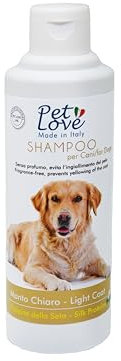 Shampoo per Cani a Manto Chiaro Delicato con Azione Nutriente e Igienizzante per un Pelo Morbido e Luminoso - Previene l'Ingallimento - Formula Neutra Senza Profumo e Coloranti da 250 ml - Pet Love