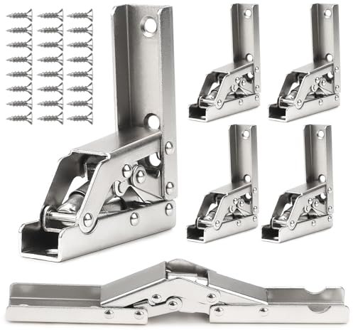 EFUTURETIME 6 x Cerniere per Porte, Cerniere per Ante Cucina 90-180 Gradi con 24 Viti, Cerniere Mobili Pieghevole Senza Foro per Porte Armadi Mensola Pieghevole