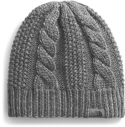 The North FACE Damen Oh Mega Lined Deep Fit, Cuffed Winter Hat with Soft Cable Knit Texture & Fleece Lining Beanie-Mütze, TNF Medium Grey Heather, Einheitsgröße