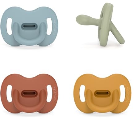 Suavinex, Schnuller aus Silikon 4er-Pack, für Babys 0-6 Monate, Schnuller mit physiologischem Sauger Sx Pro, Symmetrisch, Superweich und Flexibel, Einschlafschnuller, Honey, Lake, Chili, Fuchsia