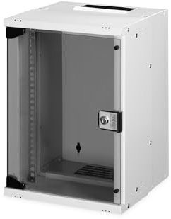 DIGITUS Netzwerk-Schrank 10-Zoll - 9HE - Wandmontage - unmontiert - HxBxT 457x316x298mm - Traglast 30kg - Nutztiefe 254mm - IP20 Schutzklasse - SOHO Pro-Serie - Grau