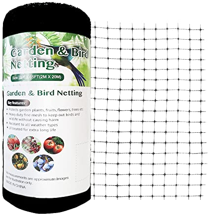 Vocray Filet Anti Oiseaux 4x12M, Filet de Jardín Protection pour Potager, Fraisier, Cerisier, Fruitier, Plantes, Anti Insecte/Pigeon/Papillon, Maille Carrée 19x19mm (Noir)