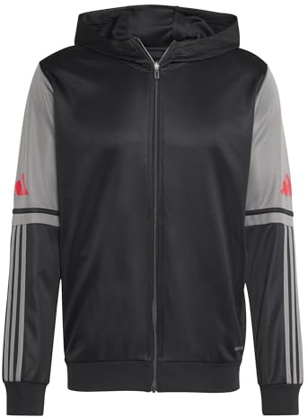 adidas Herren SQUADRA25 Hoody Black/Team Grey Four/Pure Ruby, XS