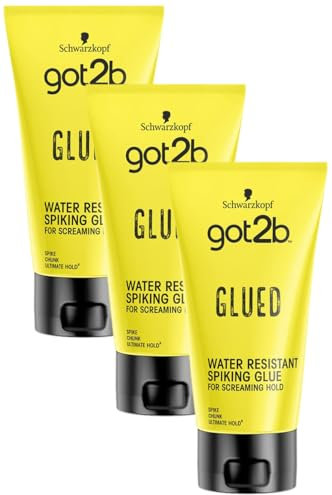 Schwarzkopf got2b Glued Spiking Glue Hair Gel, Water Resistant, Strong Hold for Up to 72 Hours, 150 ml,package may vary (Pack of 3)