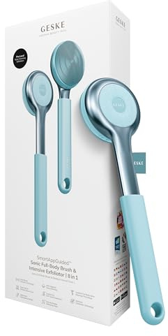 GESKE Sonic Full-Body Brush & Intensive Exfoliator 8 in 1 | Körperreinigung | Elektrische Körperreinigungsbürste & Intensivpeeling | SmartSonic Pulsations | Weiche Silikonnoppen & Peeling-Aufsatz