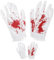Gruselige Frische: Weiße Handschuhe mit Blutflecken für Halloween und Events