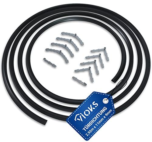 VIOKS Junta Universal Para Horno Recortable - Negro, 2920 x 11 x 9 mm - Con 10 Ganchos de Fijación y Cinta de Sellado de Goma Flexible Para Puerta