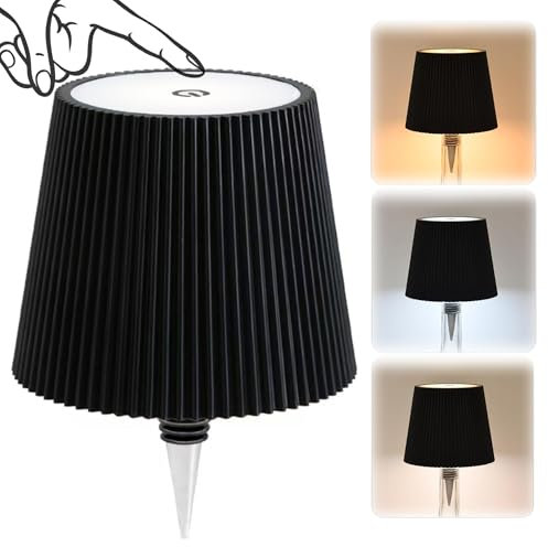 Wireless Bottle Lamp | LED 3 Color Bottle Lamp | Rechargeable Touch Control Waterproof Wireless Bottle Lampshade | Portable for Bedroom, Parties, Bars, Restaurants (Blak, 1-Pack)