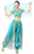 MUNAFIE Jasmin Kostüm Frauen Bauchtanz Kostüm Damen (Oberteil + Hose + Kopfschleier + Gesichtsschleier + Armband) Prinzessin Kostüm L-grün