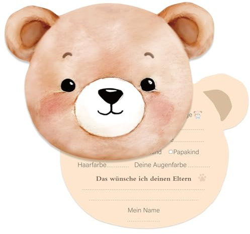 20 Stück Baby Shower Ratespiel Karten zum Ausfüllen, Babyparty Spiele Gender Reveal Party für Mädchen und Junge Deko Deutsch Wünsche Babyshower Tippkarten als Geschenk Babyshowerparty