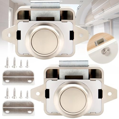 dcas 2 Piezas 15-18mm Botones De Metal Cerraduras De Armario, Sin Llave Cerradura Puerta Boton, Botón De Cierre Cerraduras, Cerradura De Botón Para Caravana, Para Cajón/Yate/Muebles (26mm Agujero)