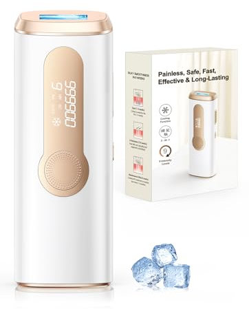 Haarlosy Epilatore Luce Pulsata IPL con Ghiaccio, 3-in-1 Epilatore Laser per Donna e Uomo, 9 Livelli di Energia Regolabile Adatto a Corpo Viso Ascelle Gambe Sensibili (Bianco)
