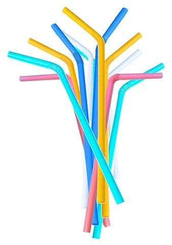 SYLVA Plant Based Corn Bendy Straws, 50 Multi Coloured, Flexible, Reusable Straws-BPA Free, All Natural Drinking Straws for Hot & Cold Beverages, Ideal for Kids, Adults, Parties, Schools & Care Homes