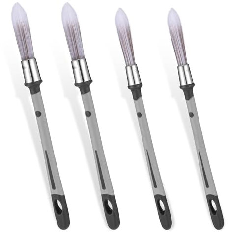 Trim Paint Brush, 4 Pcs 0.37/0.5 Inch Paint Brushes for Walls Small Edge Paint-Brush Edge Painting Tool for Wall Corners, Doors, Cabinets, Furniture, Baseboards Detail Molding Touch Up