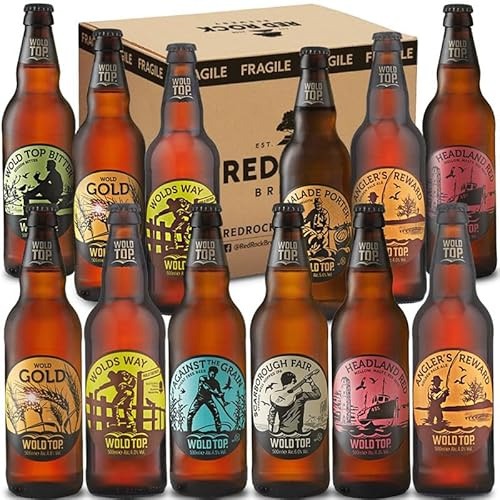 Wold Top Brewery British Beers Selection - 12 x 500ml Craft Beers - Mixed Ale Selection - Ideal Beer Gift Hamper for Beer Lovers