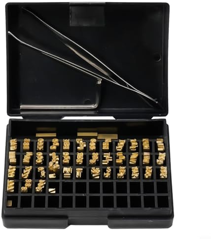 Linnkyfloa 120 Stück 2 x 3 x 15 mm Heißpräge-Kupfer-Buchstaben für Thermobanddruck, Datumskodiermaschine, Chargennummer-Drucker-Schriftarten