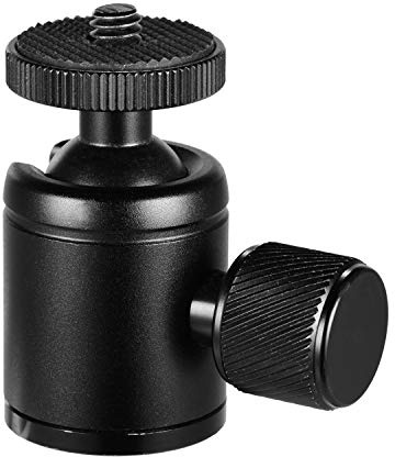 lvifloae Small Kugelkopf, 360 Grad drehbarer Aluminium-Stativkopf mit 1/4-Zoll-Schraube und 3/8-Zoll-Gewindehalterung für DSLR, Einbeinstativ, Telefon, Camcorder