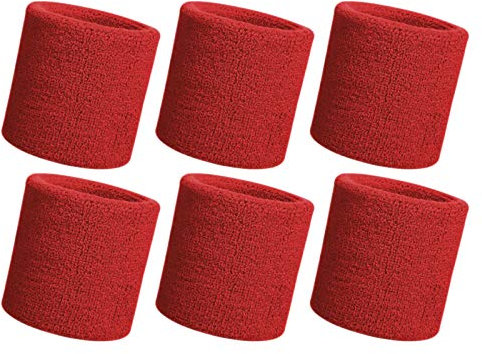 HANERDUN Schweißband Handgelenk schweissband Herren Damen Absorbierende Schweißbänder Arm für Sport Laufen Fahrrad Joggen Fußball Tennis Rot(6 STK)-UK