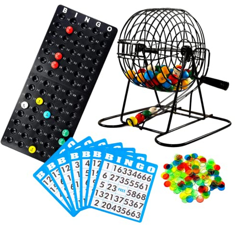 Regal Games Deluxe Bingo Game Set with Cage, Board, Balls, 18 Cards, and Chips