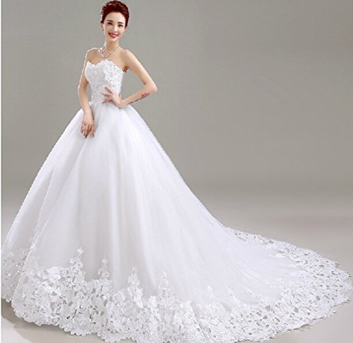 DRESS Robe de Mariage en Marbre, Robe de Mariée en Dentelle, Princesse Slim, Une, XL