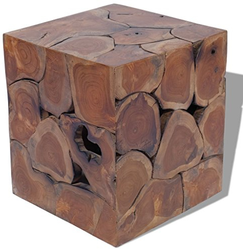 Festnight Hocker Sitzhocker aus Massives Teak Barstuhl Holzhocker 40x40x45cm als Beistelltisch Kaffeetisch