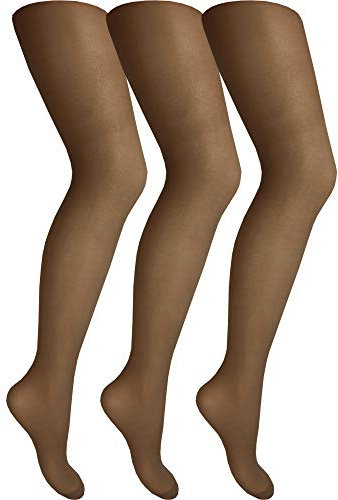 Cindy Women's Ladder Resist Tights with Panel Gusset (3 Pair Pack) (X-Large (48-54 Hip), Paloma Mink)