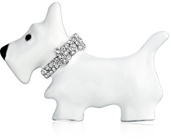 Große Aussage Blau Oder Rosa Kristall Kragen Weiß Emaille Westie Scottie Terri Hund Haustier Tier Schal Brosche Pin Für Frauen Jugendlich Silber Ton Rhodium Vergoldet 1,3 Zoll