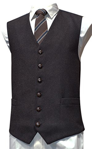 Lloyd Attree & Smith Mens Wool Blend Tweed Waistcoat Vest Gilet - Brown Herringbone