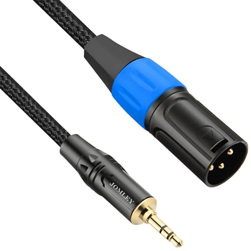 Jomley 3.5mm to XLR Unbalanced Aux Microphone Cable - 3m, 1/8 inch Mini Jack Stereo to XLR Male Cord Adapter for Cell Phone, Laptop, Speaker, Mixer