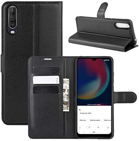 HualuBro Wiko View 4 Lite Hülle, Premium PU Leder Stoßfest Klapphülle Schutzhülle HandyHülle Handytasche Wallet Flip Case Cover für Wiko View 4 Lite Tasche (Schwarz)