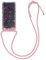 kwmobile Necklace Case kompatibel mit Samsung Galaxy A40 Hülle - Silikon Cover mit Handykette - Rosa Dunkelbraun Transparent Kirschblütenblätter