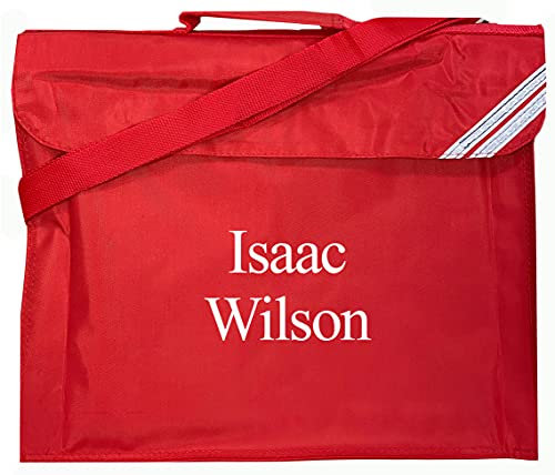 Kids Essentials Personalised Name School Book Bag Embroidered Colours Back to School Bag (Red)