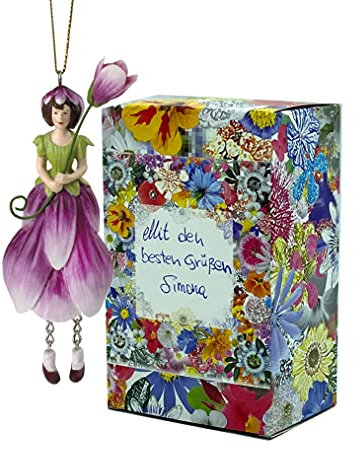 Blumenmädchen Magnolie zum Hängen Elfen-Dekofigur Flower Fairy Figur Blumenfigur Skulptur Blumenkinder in Geschenk-Box