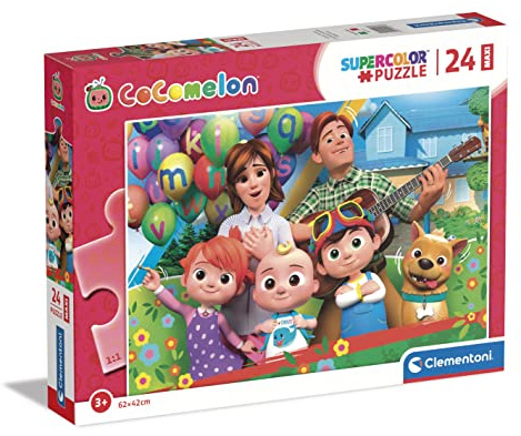 Clementoni - Puzzle Maxi Cocomelon 24 Teile Supercolor Puzzle-Cocomelon-24 Teile-Made in Italy, 3 Jahre, Kinder Cartoons, Mehrfarbig, Medium, 24227
