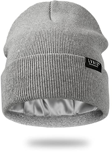Lvaiz Hats Damen Beanie-Mütze, hellgrau, Einheitsgröße