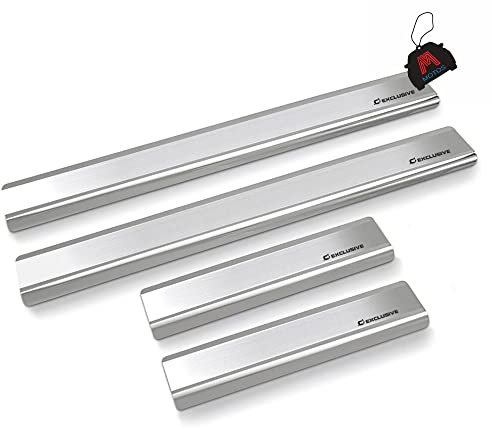 Satin Baguettes de seuil en acier inoxydable pour Fiat Panda III 2012 5 -porte. Confort de conduite accru grâce aux plaques de seuil résistantes aux acides - Protection contre les rayures